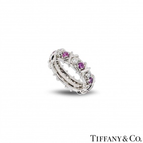Tiffany & Co. Diamond & Pink Sapphire Schlumberger Ring
